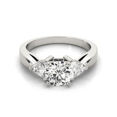 GIA 1.20 Carat Round Trillion Cut Three-Stone Diamond Ring 18K White Gold (bague à trois pierres en or blanc)