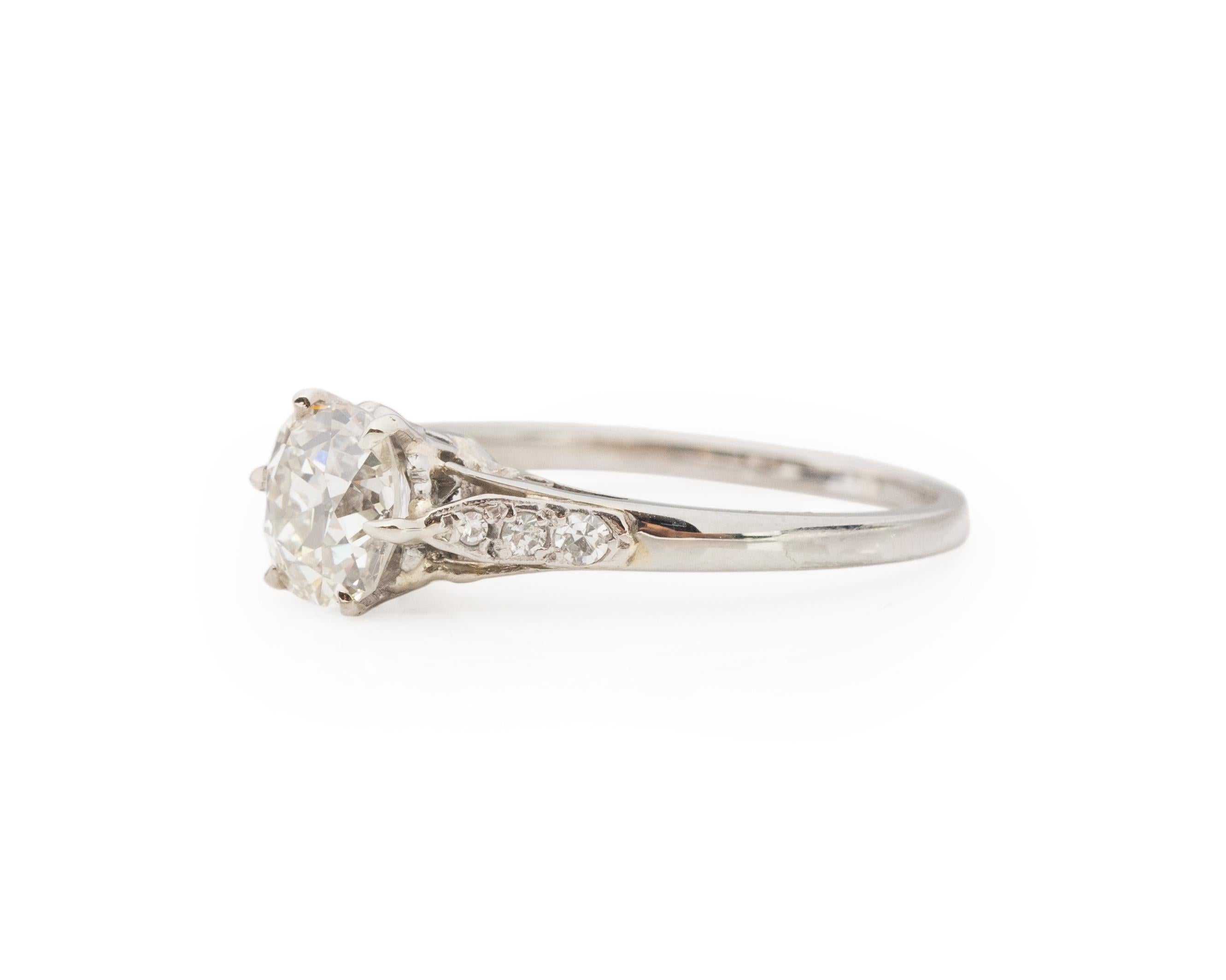 Old European Cut GIA 1.20 Carat Total Weight Art Deco Diamond Platinum Engagement Ring For Sale