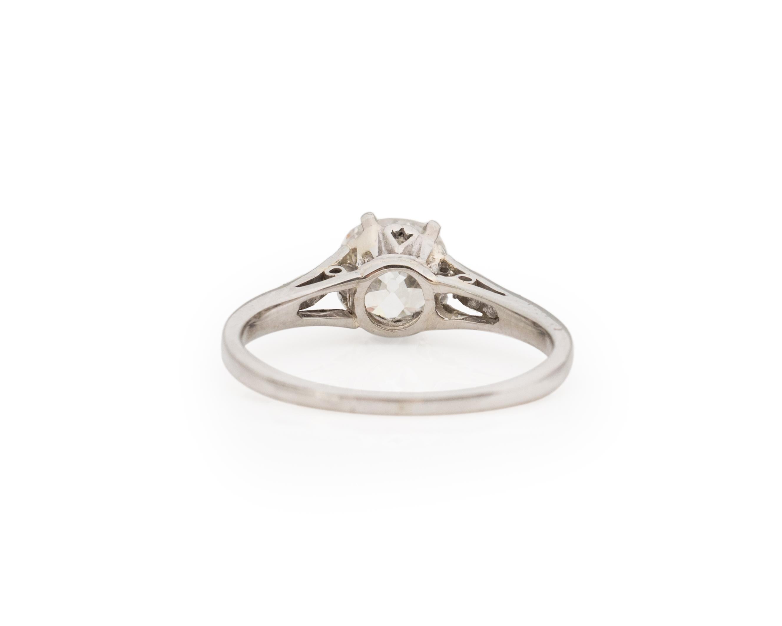 GIA 1.20 Carat Total Weight Art Deco Diamond Platinum Engagement Ring In Good Condition For Sale In Atlanta, GA