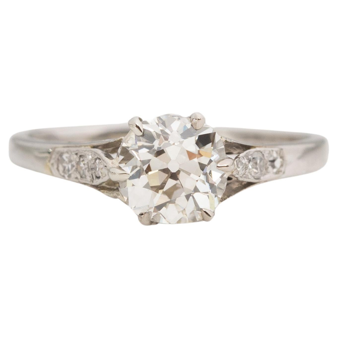 GIA 1.20 Carat Total Weight Art Deco Diamond Platinum Engagement Ring