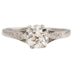 GIA 1,20 Karat Gesamtgewicht Art Deco Diamant Platin Verlobungsring