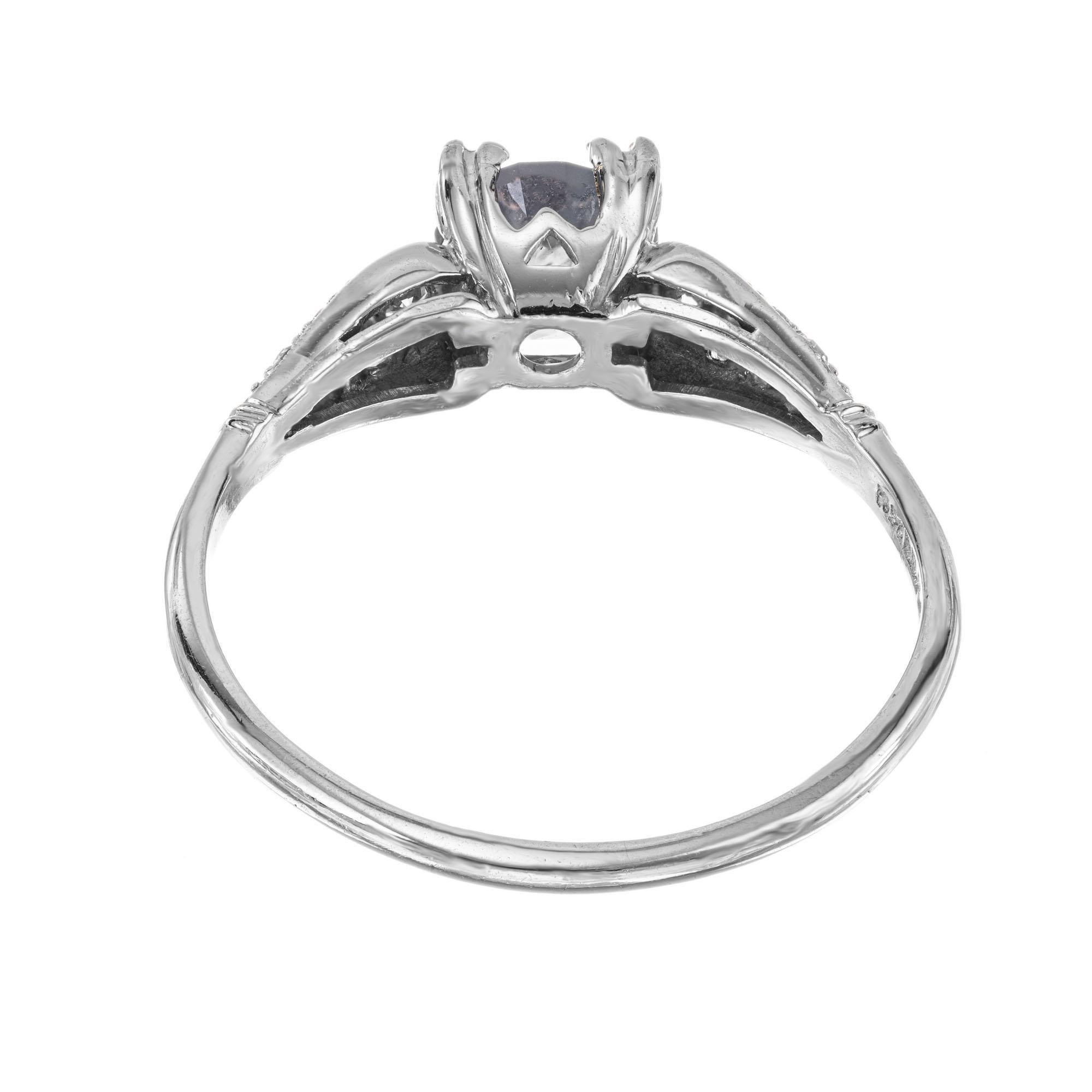Women's GIA 1.20 Carat Montana Sapphire Diamond Platinum Engagement Ring For Sale