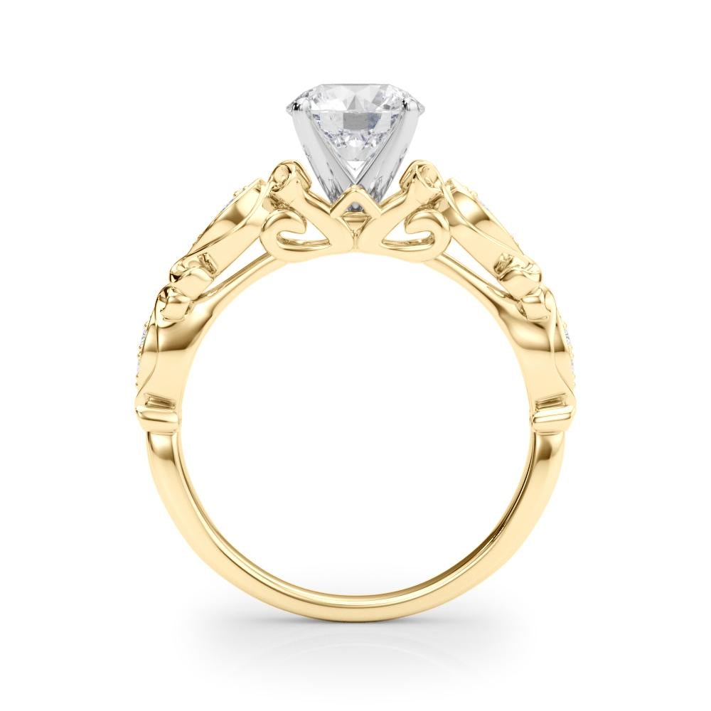 GIA 1.20 Round Vintage Scrolling Ribbon 18K Yellow Gold Diamond Ring In New Condition In New York, NY