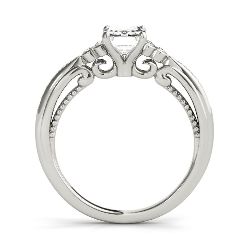 GIA 1,20ct Smaragd Lünette Antik Band Zacken Brücke Diamantring im Zustand „Neu“ im Angebot in New York, NY