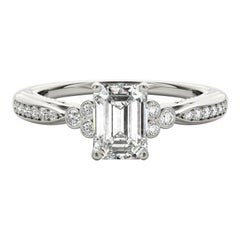 GIA 1,20ct Smaragd Lünette Antik Band Zacken Brücke Diamantring