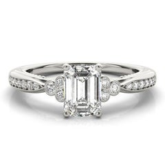 GIA 1.20ct Emerald Bezel Antique Ribbon Prong Bridge White Gold Diamond Ring