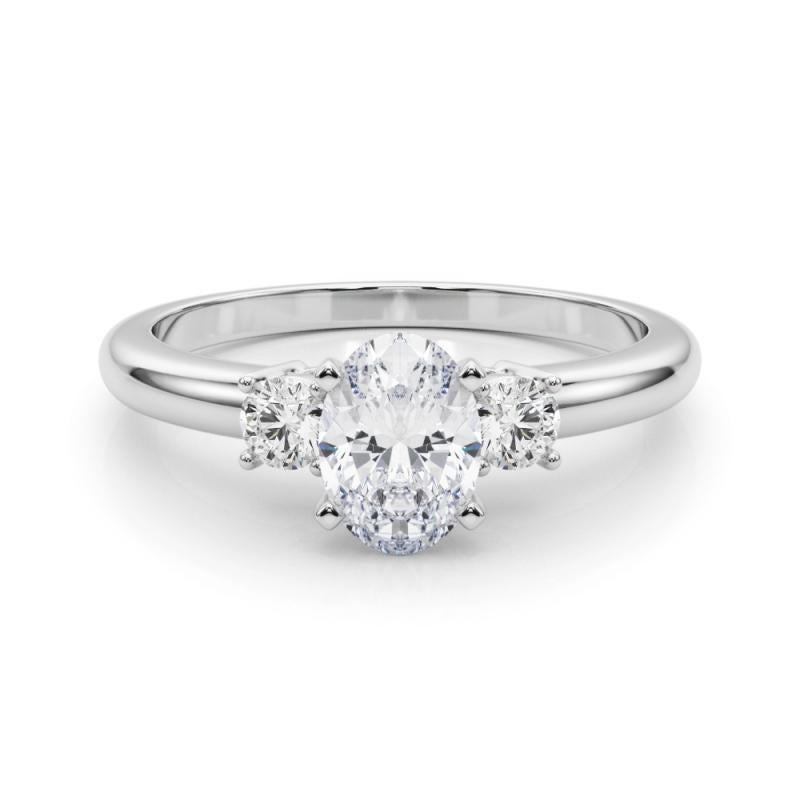 GIA 1,20ct Oval 3-Stein Vergangenheit, Gegenwart & Zukunft 18K Weißgold Diamantring
