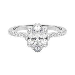 GIA 1,20ct Anello ovale di diamanti d'epoca con fiore multipetalo
