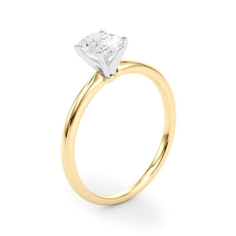 GIA 1,20ct Oval Prong Set Solitaire Slim Band in oro giallo 18K Diamond in vendita 1