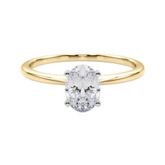 GIA 1,20ct Oval Prong Set Solitaire Slim Band in oro giallo 18K Diamond