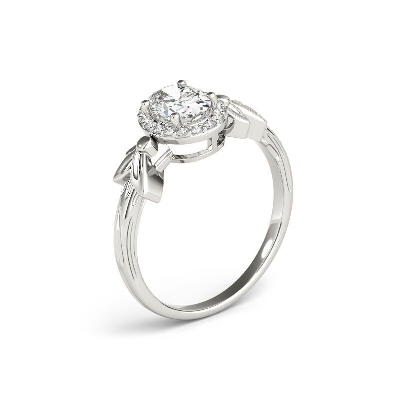 GIA 1.20ct Solitaire ovale Bague diamant feuille de jardin Pour femmes en vente