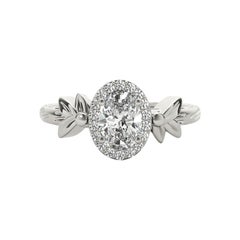GIA 1.20ct Solitaire ovale Bague diamant feuille de jardin
