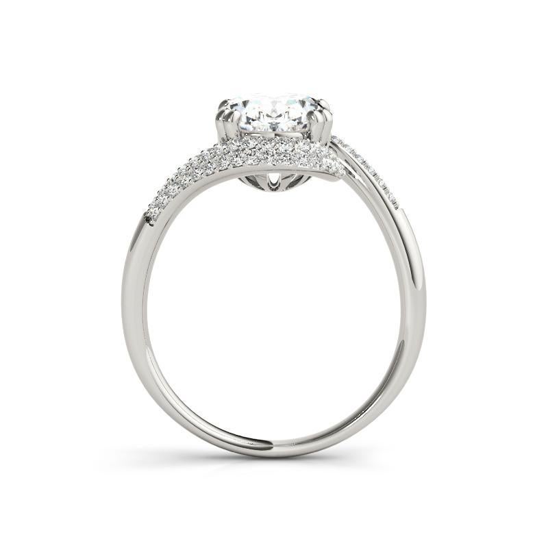 GIA 1.20ct Oval Solitaire & Pave Curved Shank Bague diamant en or blanc 18K Neuf - En vente à New York, NY