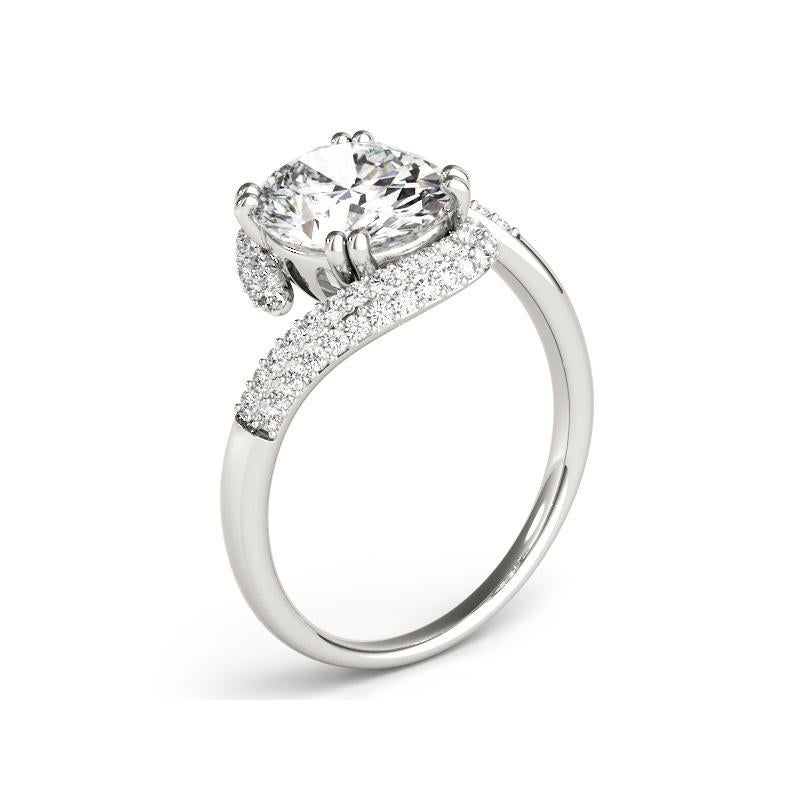 GIA 1.20ct Oval Solitaire & Pave Curved Shank Bague diamant en or blanc 18K Pour femmes en vente