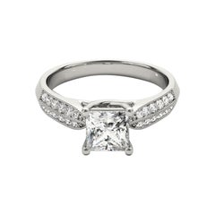 GIA 1,20ct Anello di diamanti in oro bianco con intreccio a traliccio e solitario