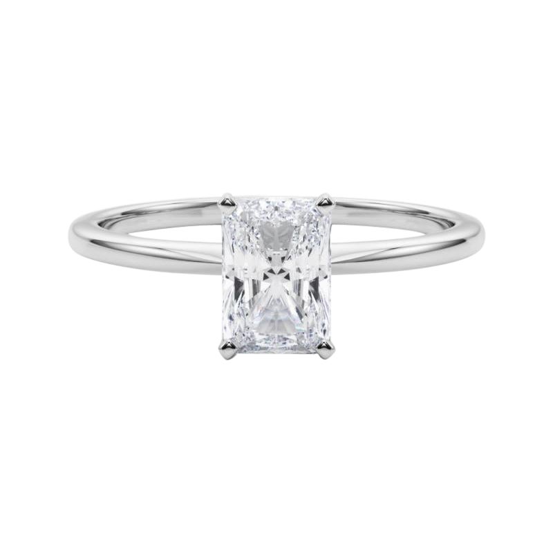 GIA 1,20 ct Anillo de diamantes de oro blanco de 18 quilates con solitario radiante engastado en garras