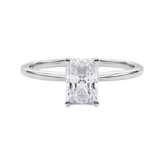 GIA 1,20 ct Anillo de diamantes de oro blanco de 18 quilates con solitario radiante engastado en garras
