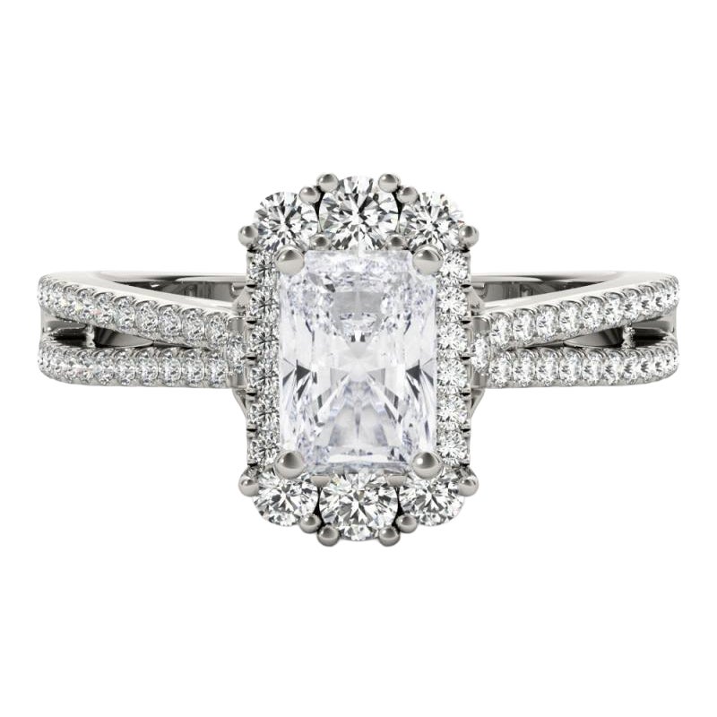 GIA 1.20ct Radiant Snowflake Cluster Split Shank  Bague en diamant