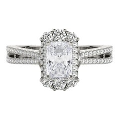 GIA 1.20ct Radiant Snowflake Cluster Split Shank  Bague en diamant