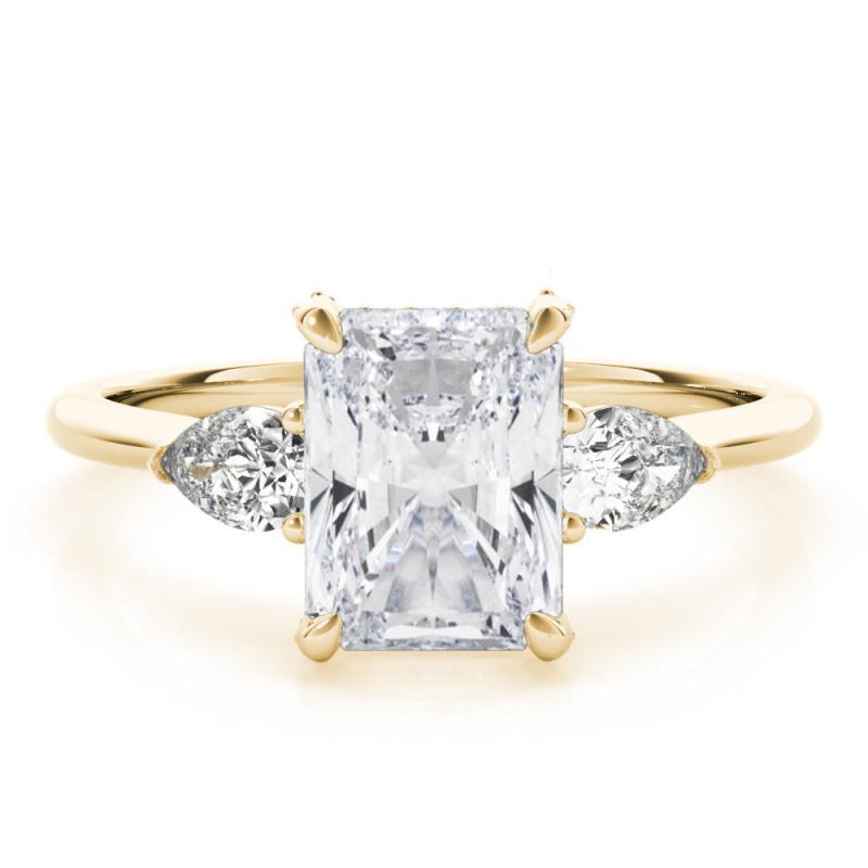 GIA 1.20ct Radiant Three-Stone Decorated Gallery 18K Yellow Gold Diamond Ring