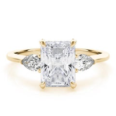 GIA 1.20ct Radiant Three-Stone Decorated Gallery 18K Yellow Gold Diamond Ring