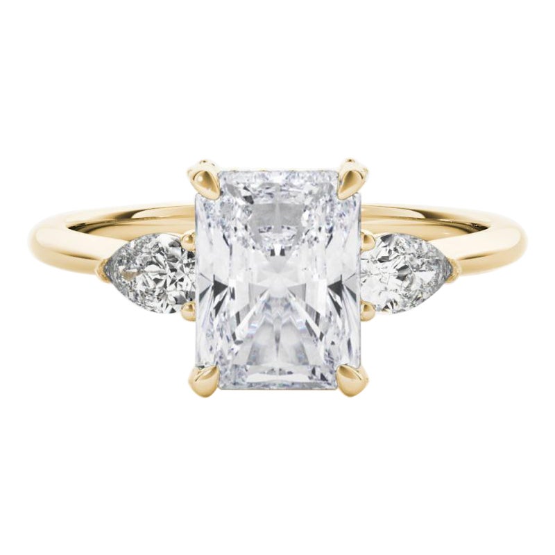 GIA 1.20ct Radiant Three-Stone Decorated Gallery 18K Yellow Gold Diamond Ring