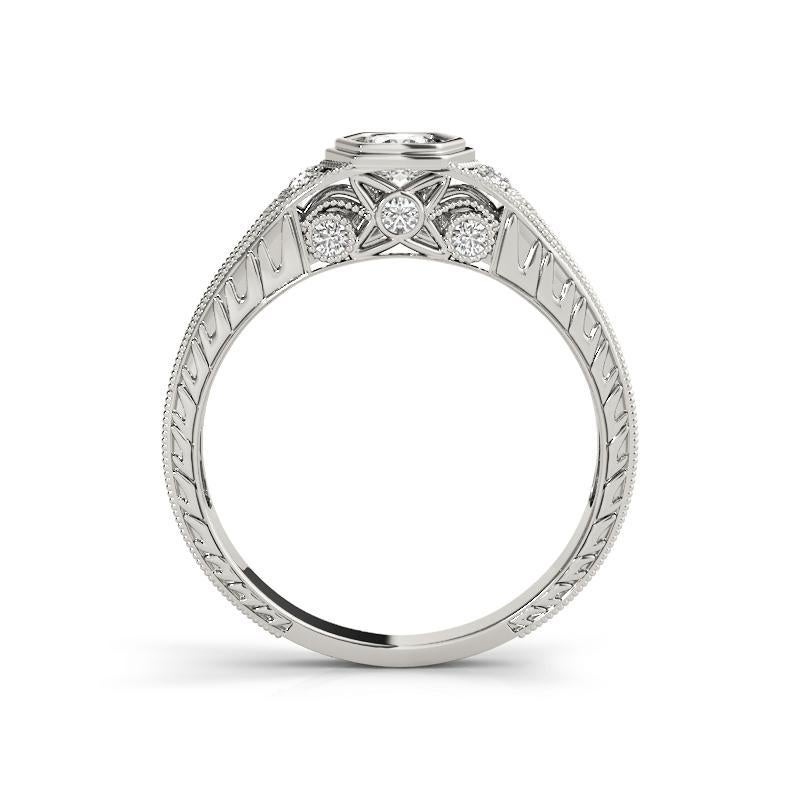 GIA 1,20ct Runde Lünette Filigran Blume graviert  Diamantring im Zustand „Neu“ im Angebot in New York, NY