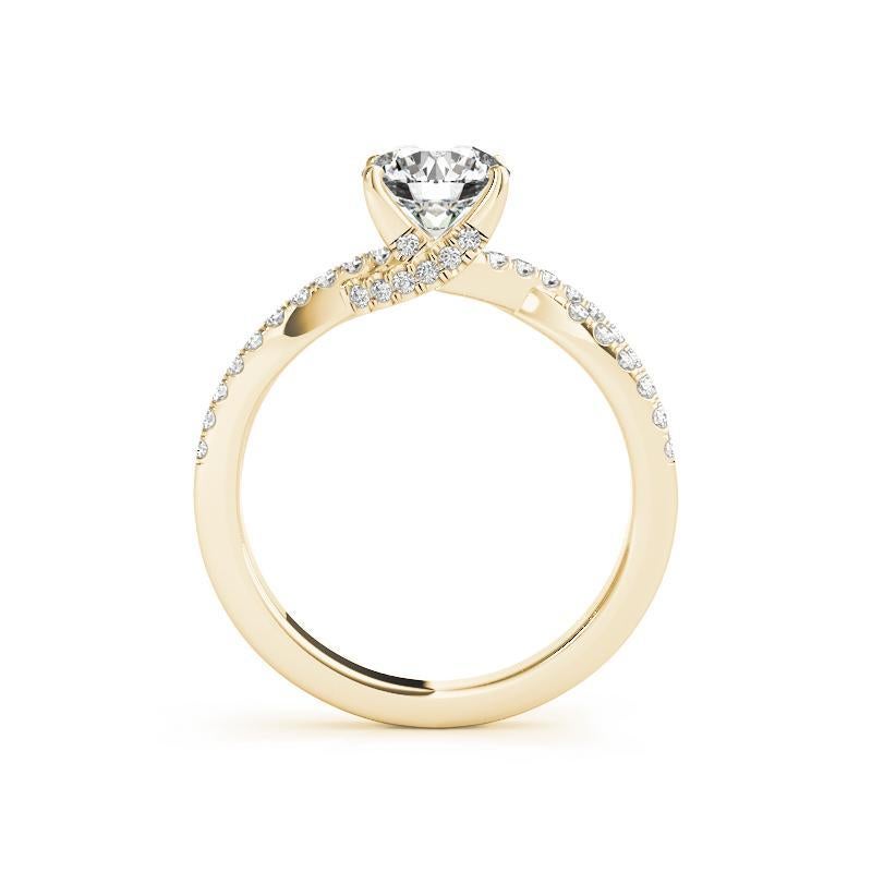 Taglio rotondo GIA 1,20ct Solitario rotondo intrecciato con gambo diviso in oro giallo 18 carati in vendita
