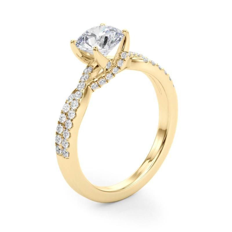 Donna GIA 1,20ct Solitario rotondo intrecciato con gambo diviso in oro giallo 18 carati in vendita