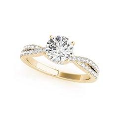 GIA 1.20ct Round Solitaire Entwined Split Shank 18K Yellow Gold Diamond Ring
