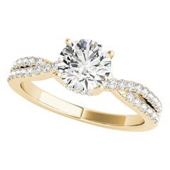 GIA 1,20ct Solitario rotondo intrecciato con gambo diviso in oro giallo 18 carati