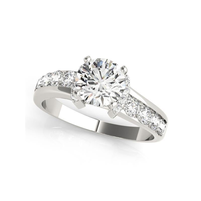GIA 1.20ct Anillo de diamantes redondo solitario y medio canal de oro blanco de 18 quilates
