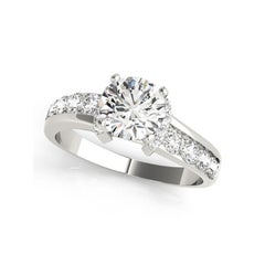 GIA 1.20ct Anillo de diamantes redondo solitario y medio canal de oro blanco de 18 quilates