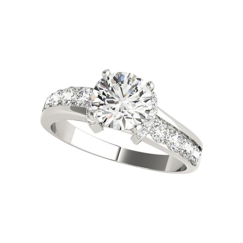 GIA 1.20ct Round Solitaire & Half-Halo Channel 18K White Gold Diamond Ring