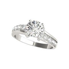 GIA 1.20ct Round Solitaire & Half-Halo Channel 18K White Gold Diamond Ring