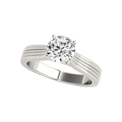 GIA 1,20ct Anello rotondo senza tempo con solitario e fascia a coste con diamanti