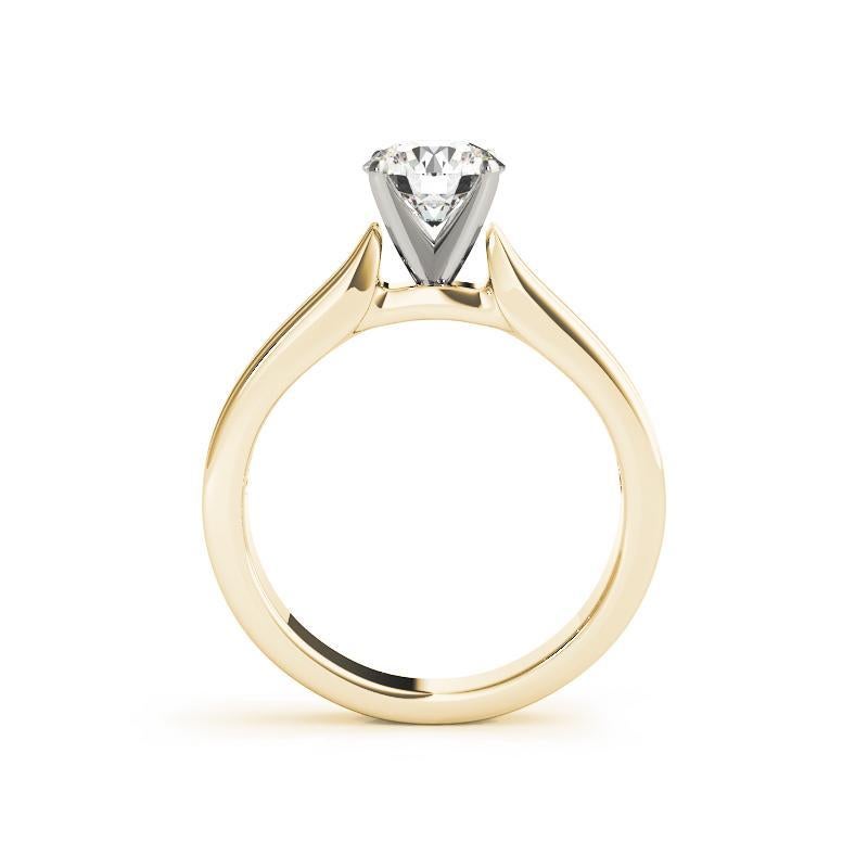 GIA 1,20ct runder zeitloser Solitär & Rippenband Gelbgold Diamantring (Rundschliff) im Angebot