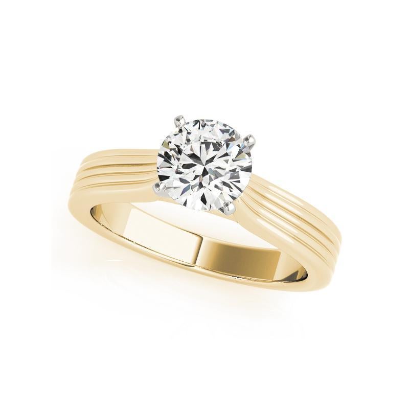 GIA 1,20ct runder zeitloser Solitär & Rippenband Gelbgold Diamantring