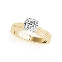 GIA 1,20ct runder zeitloser Solitär & Rippenband Gelbgold Diamantring