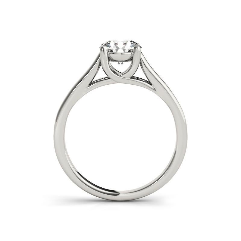 Taglio rotondo GIA 1,20ct Anello con diamante rotondo a punte ritorte per cattedrale in oro bianco in vendita