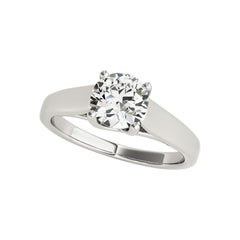 GIA 1.20ct Round Twisted Prong Cathedral Solitaire White Gold Diamond Ring