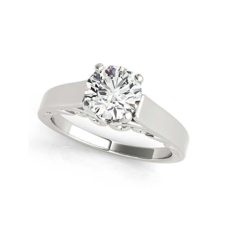 GIA 1,20ct Rond Vintage Ribbon Scroll Cathedral Diamond Ring