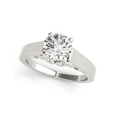 GIA 1,20ct Rond Vintage Ribbon Scroll Cathedral Diamond Ring