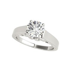 GIA 1,20ct Anello con diamante rotondo Vintage Ribbon Scroll Cathedral