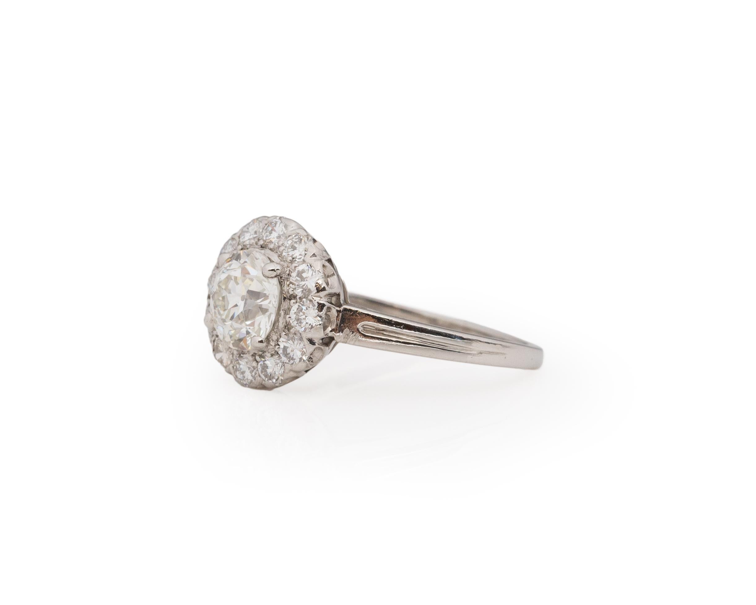 Old European Cut GIA 1.21 Carat Art Deco Diamond Platinum Engagement Ring For Sale