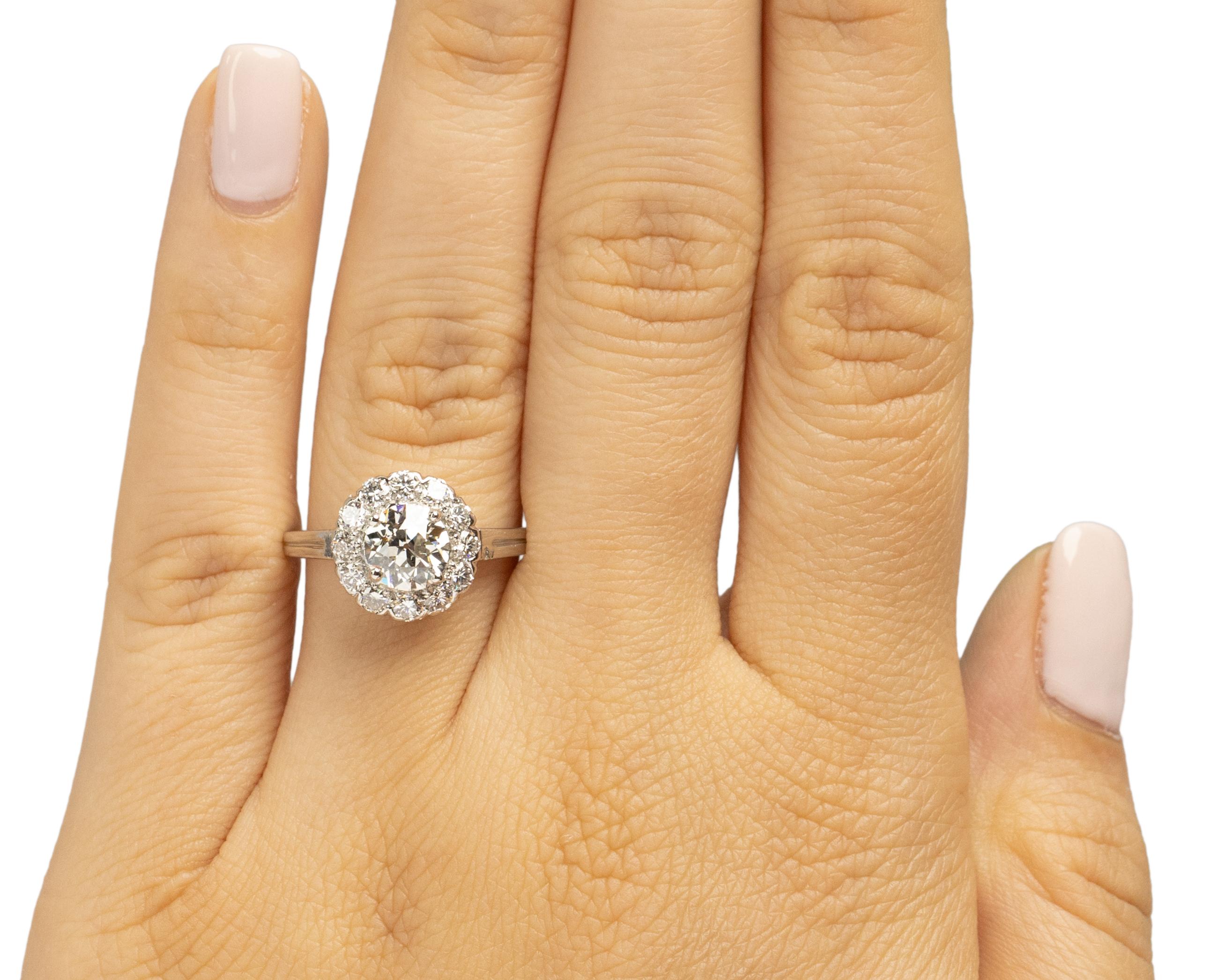 Women's GIA 1.21 Carat Art Deco Diamond Platinum Engagement Ring For Sale