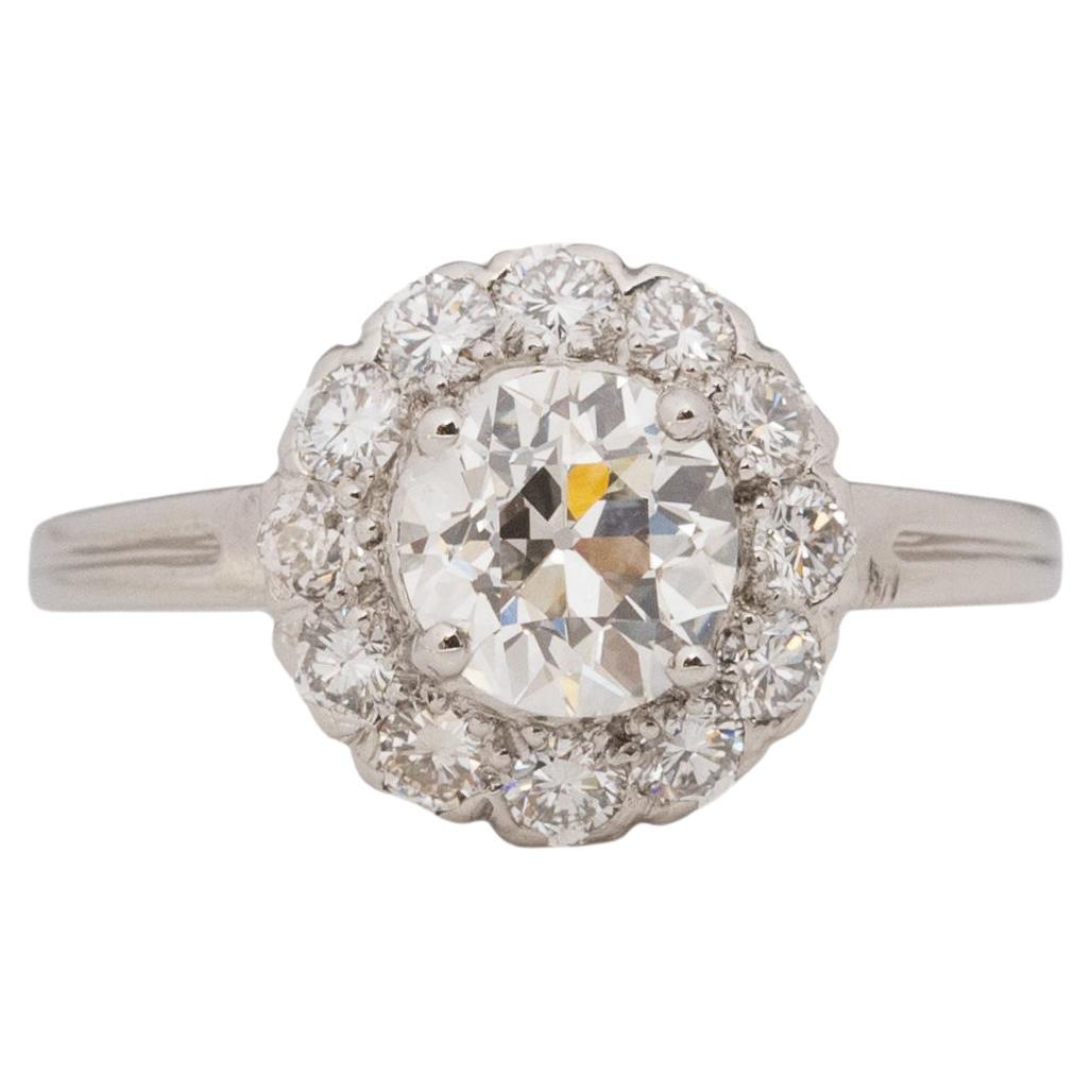 GIA 1.21 Carat Art Deco Diamond Platinum Engagement Ring For Sale