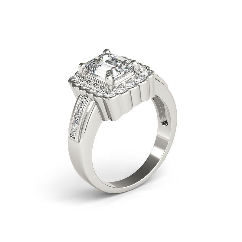 Donna GIA 1,21 Carati Smeraldo Fiore aureolato Vintage  Anello con diamante in vendita