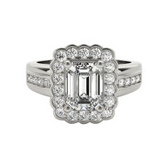 GIA 1.21 Carat Emerald Lace Flower Halo Vintage  Diamond Ring GIA 1.21 Carat Emerald Lace Flower Halo Vintage  Diamond Ring