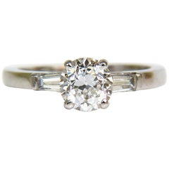 GIA 1.21 Carat European Cut Diamond Ring F/VS2 Platinum*